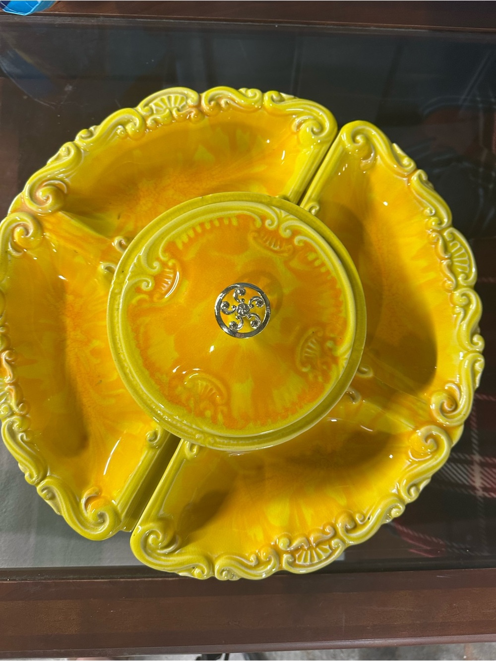 Mid-Century Modern California Pottery lazy Susan set